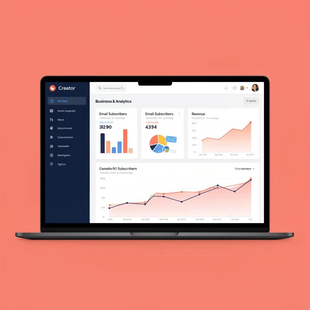 Creator business analytics dashboard showing subscriber growth and revenue